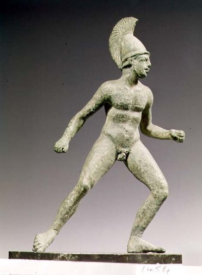 Statua di un guerriero senza barba nell
